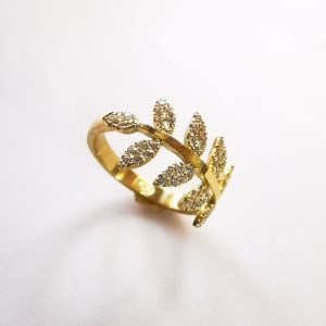 anillo laurel oro 18k