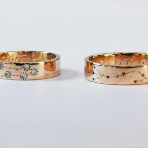 Argollas de Matrimonio Constelación oro rosa.
