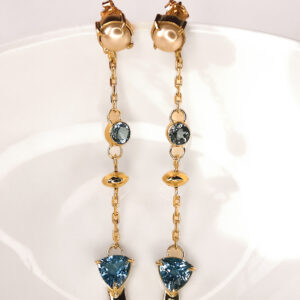 Aros Perla complemento azul, oro18k