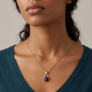 Alt: collar y modelo corazón azul